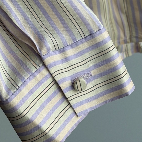 The Row Cream and Purple Striped Dress Shirt - Picture 3 of 6
